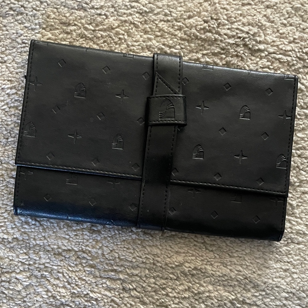 Black leather wallet clutch
